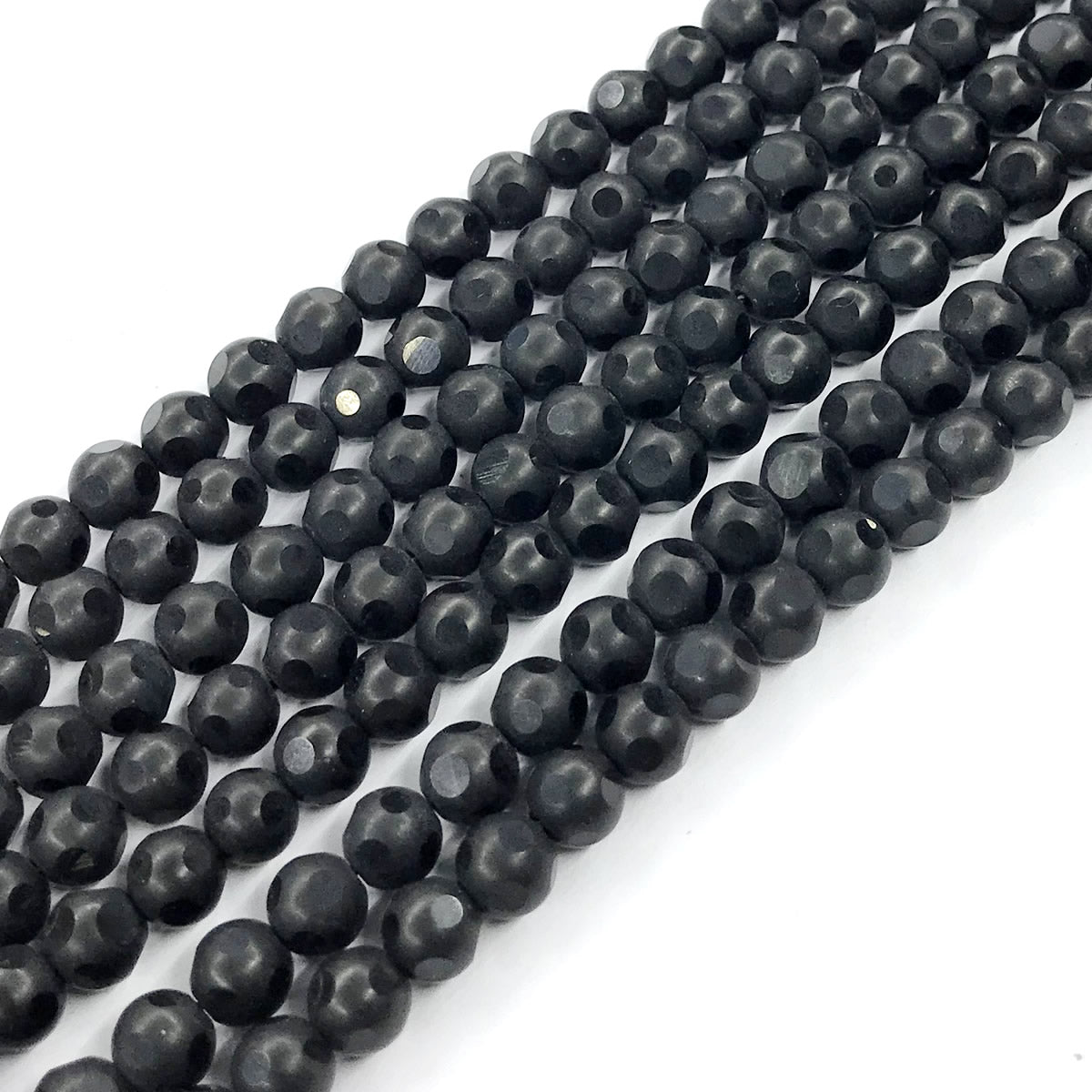 CAG221 Black Agate Beads Matte Round 6mm 15" Strand