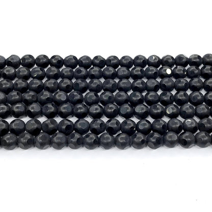 CAG221 Black Agate Beads Matte Round 6mm 15" Strand