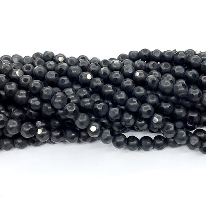 CAG221 Black Agate Beads Matte Round 6mm 15" Strand