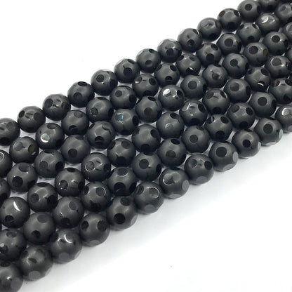 CAG222 Black Agate Beads Matte Round 8mm 15" Strand