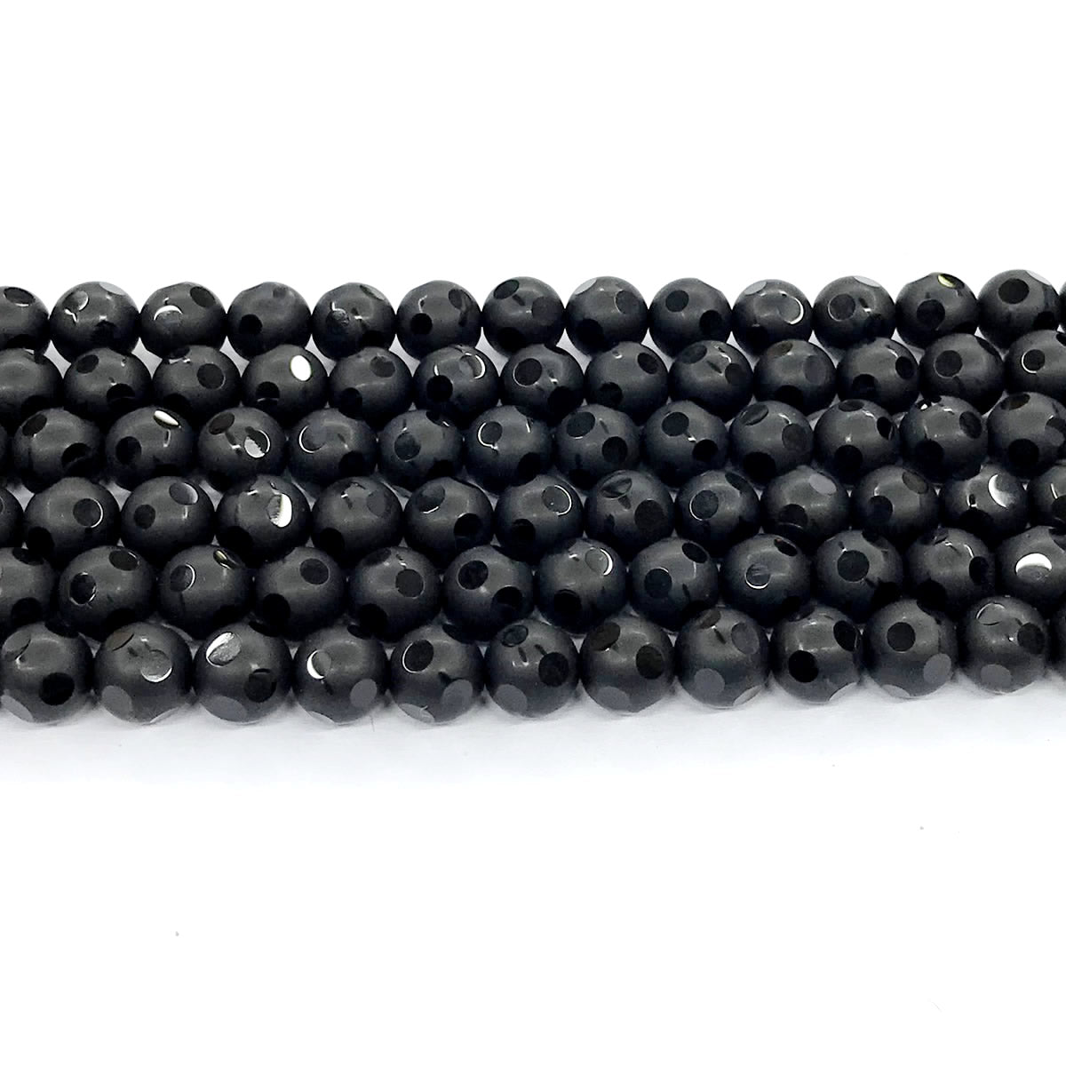 CAG222 Black Agate Beads Matte Round 8mm 15" Strand