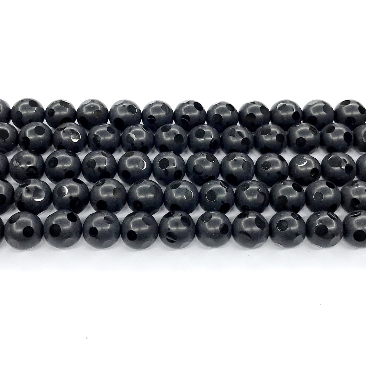 CAG223 Black Agate Beads Matte Round 10mm 15" Strand