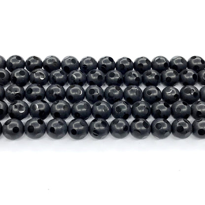 CAG223 Black Agate Beads Matte Round 10mm 15" Strand