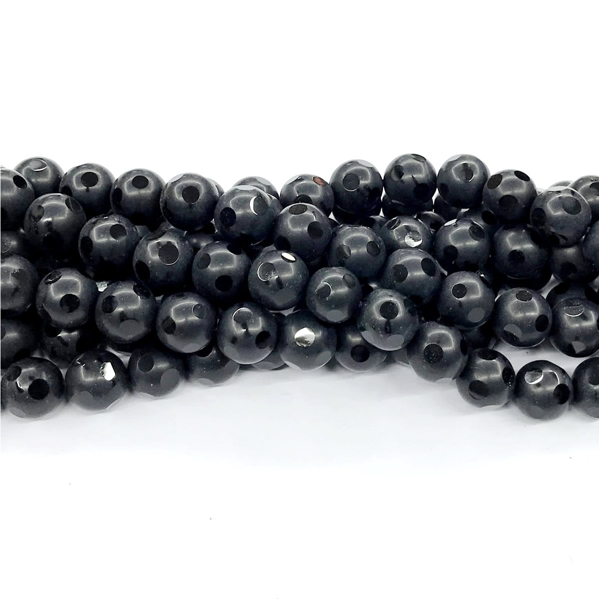 CAG223 Black Agate Beads Matte Round 10mm 15" Strand