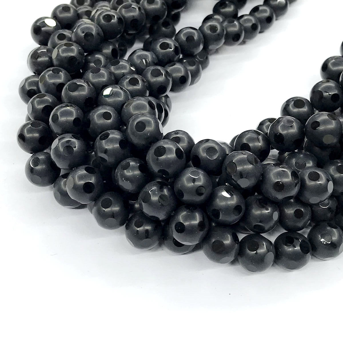 CAG223 Black Agate Beads Matte Round 10mm 15" Strand