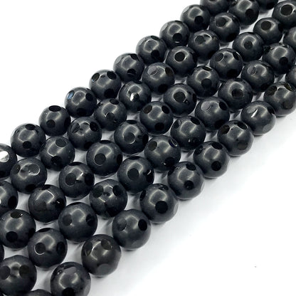 CAG224 Black Agate Beads Matte Round 12mm 15" Strand