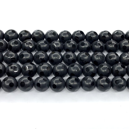 CAG224 Black Agate Beads Matte Round 12mm 15" Strand