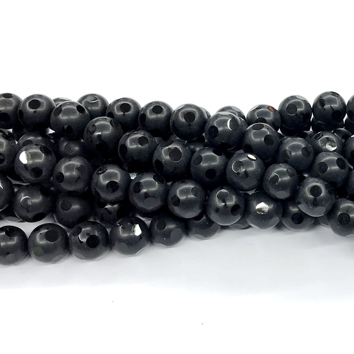 CAG224 Black Agate Beads Matte Round 12mm 15" Strand