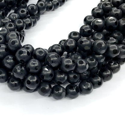 CAG224 Black Agate Beads Matte Round 12mm 15" Strand