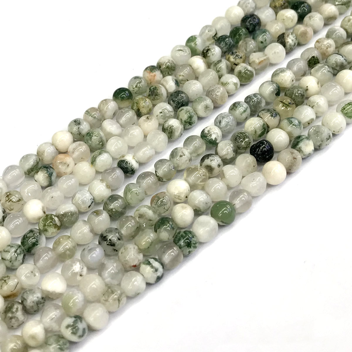 CAG228 Tree Agate Beads Smooth Round 4mm 15" Strand