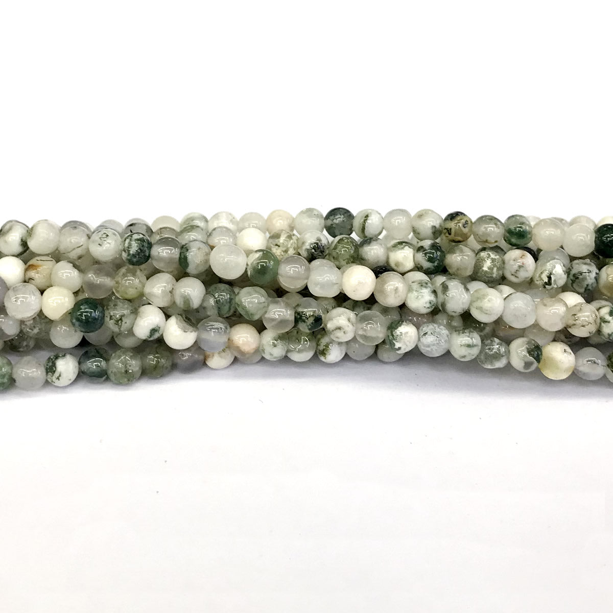 CAG228 Tree Agate Beads Smooth Round 4mm 15" Strand