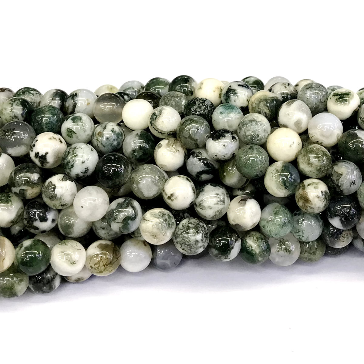 CAG231 Tree Agate Beads Smooth Round 10mm 15" Strand