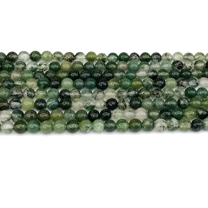 CAG235 Moss Agate Beads Smooth Round 4mm 15" Strand