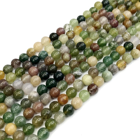 CAG242 Indian Agate Beads Smooth Round 4mm 15" Strand