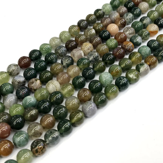 CAG243 Indian Agate Beads Smooth Round 6mm 15" Strand