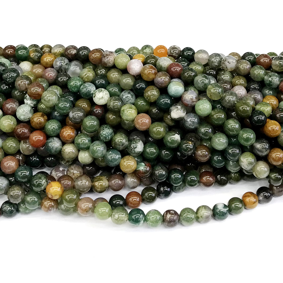 CAG243 Indian Agate Beads Smooth Round 6mm 15" Strand