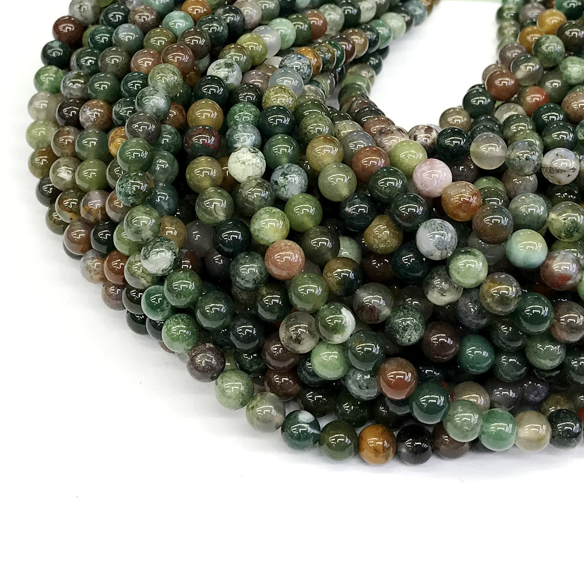 CAG243 Indian Agate Beads Smooth Round 6mm 15" Strand