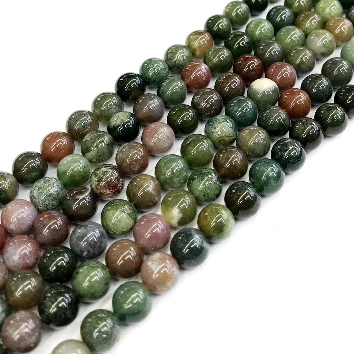 CAG244 Indian Agate Beads Smooth Round 8mm 15" Strand