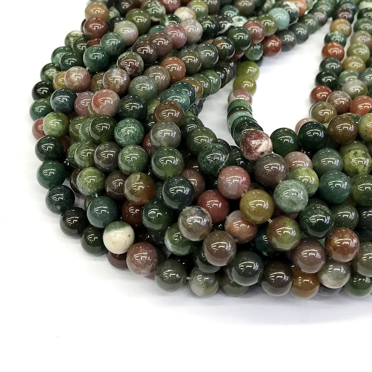 CAG244 Indian Agate Beads Smooth Round 8mm 15" Strand