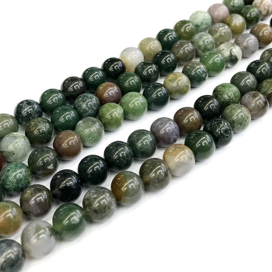 CAG245 Indian Agate Beads Smooth Round 10mm 15" Strand