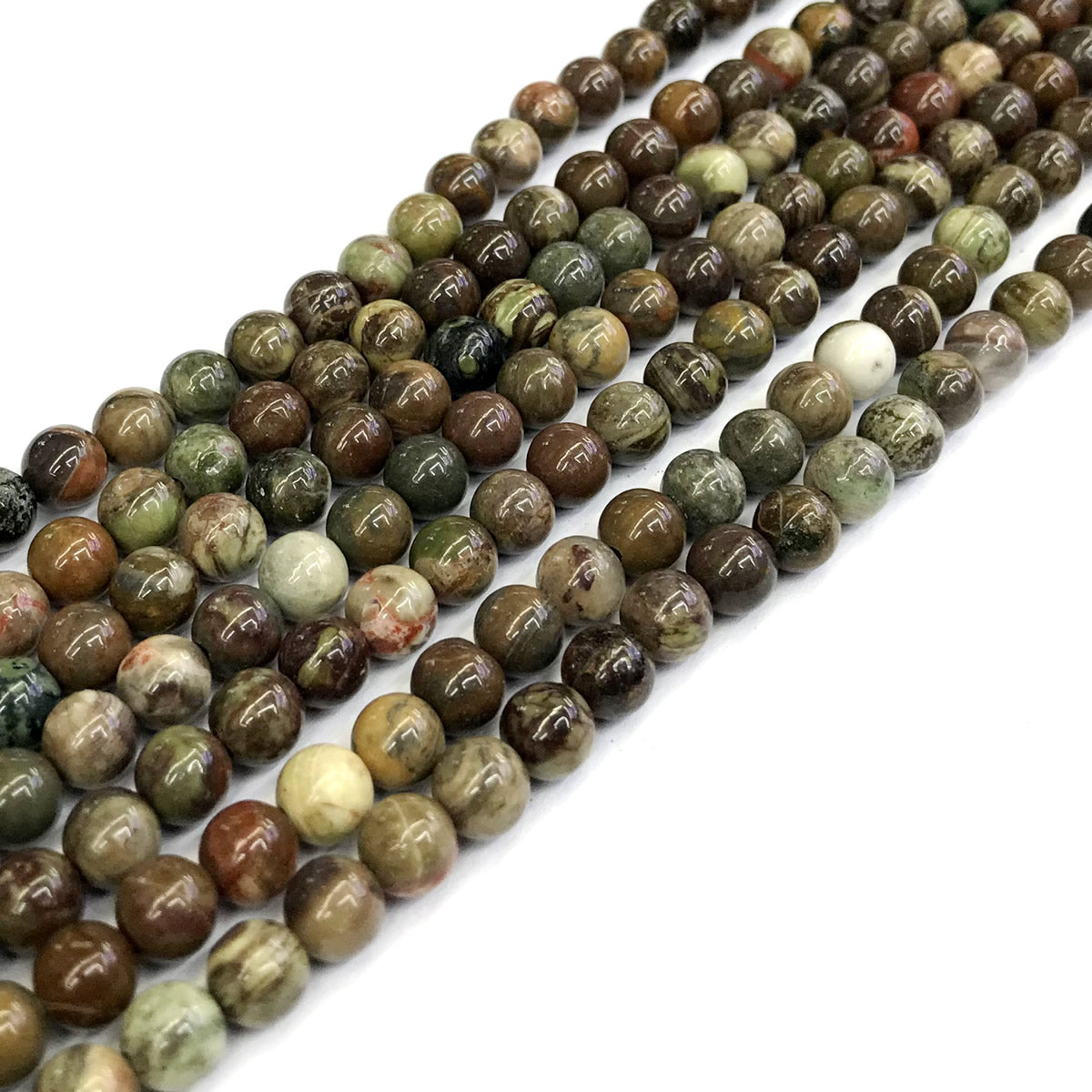 CAG250 Ocean Agate Beads Smooth Round 4mm 15" Strand