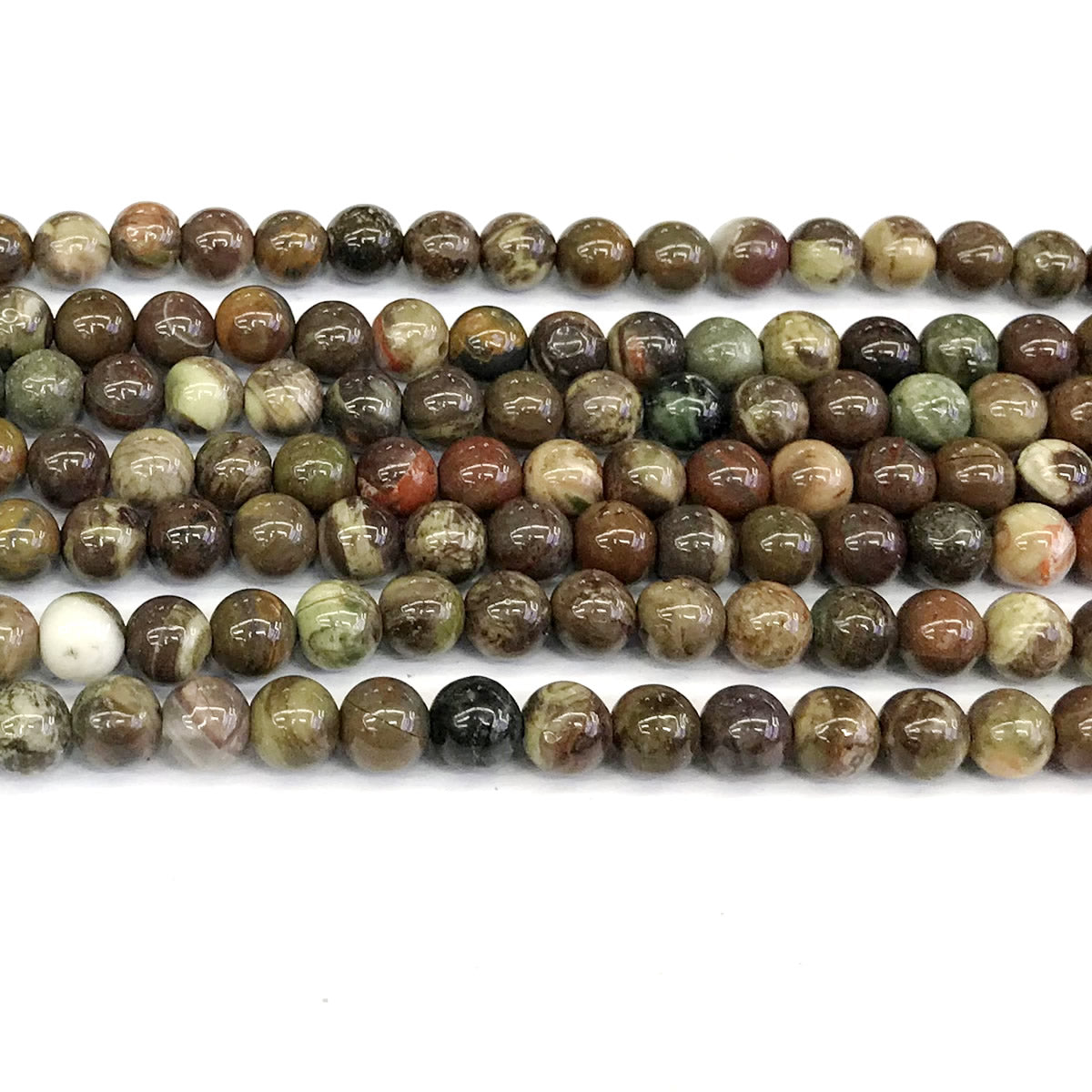 CAG251 Ocean Agate Beads Smooth Round 6mm 15" Strand