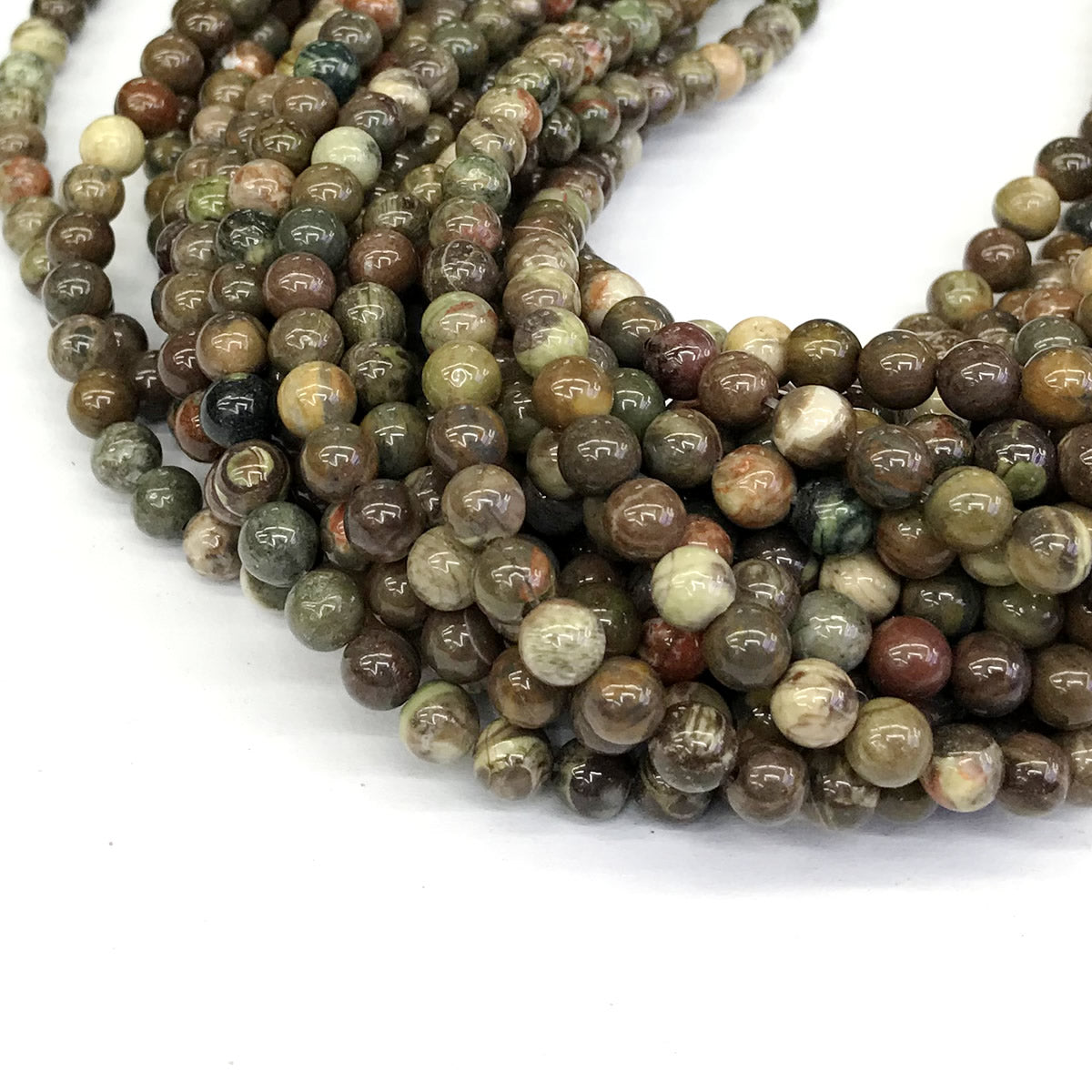 CAG251 Ocean Agate Beads Smooth Round 6mm 15" Strand