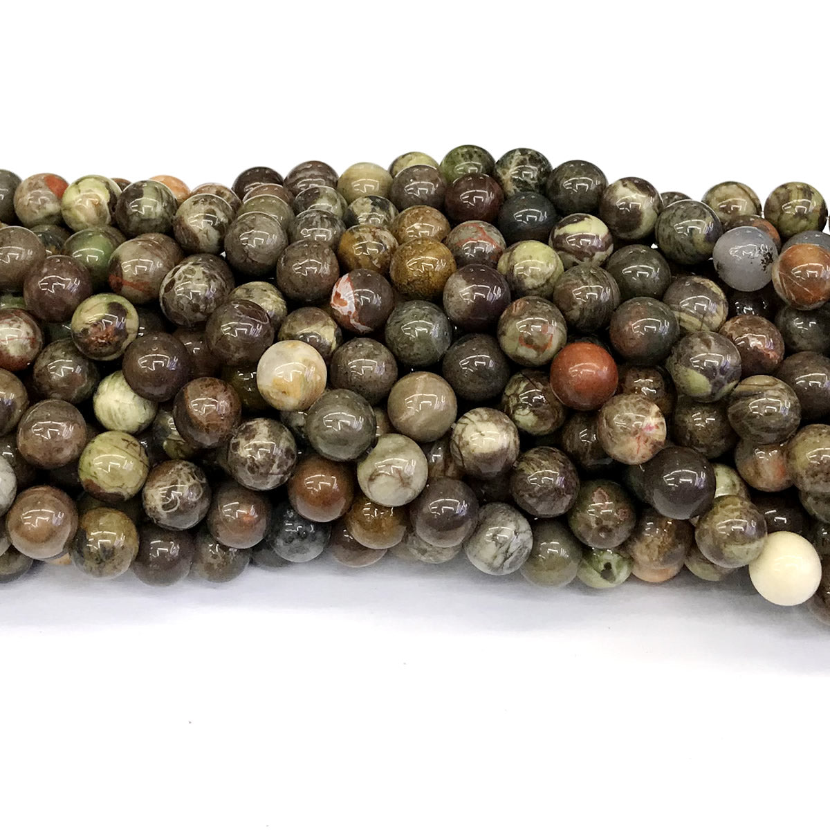 CAG252 Ocean Agate Beads Smooth Round 8mm 15" Strand