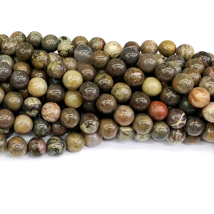 CAG253 Ocean Agate Beads Smooth Round 10mm 15" Strand