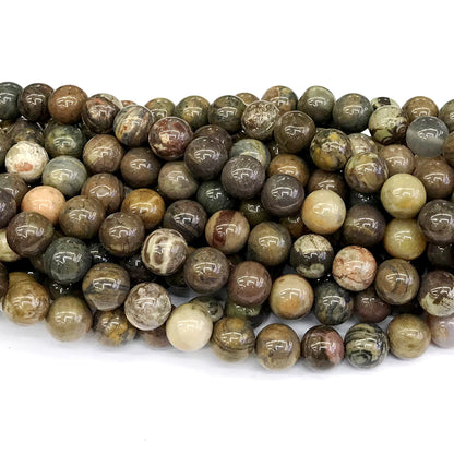 CAG254 Ocean Agate Beads Smooth Round 12mm 15" Strand