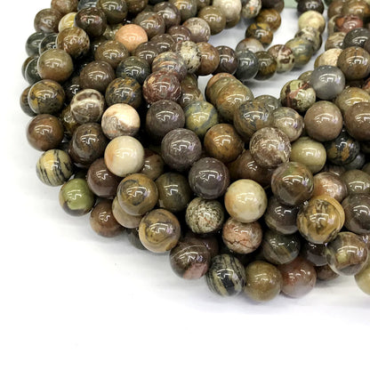 CAG254 Ocean Agate Beads Smooth Round 12mm 15" Strand