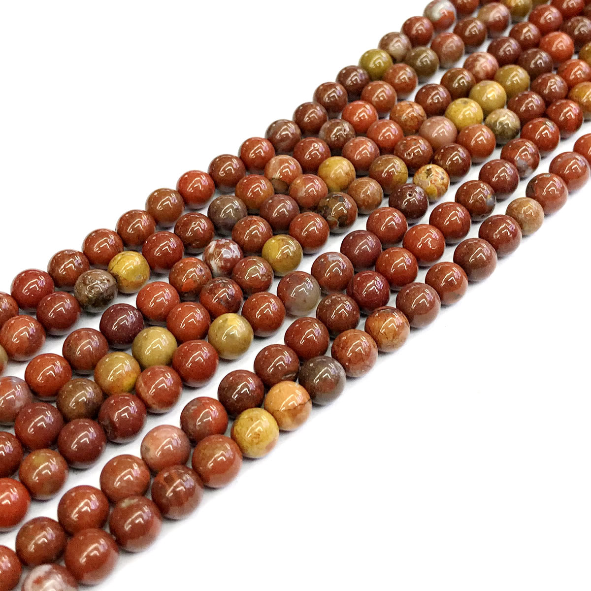 CAG258 Red Moss Agate Beads Smooth Round 4mm 15" Strand