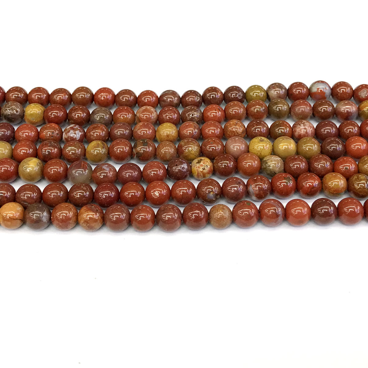 CAG258 Red Moss Agate Beads Smooth Round 4mm 15" Strand