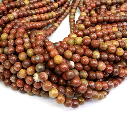 CAG258 Red Moss Agate Beads Smooth Round 4mm 15" Strand