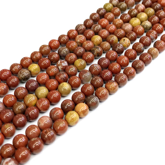 CAG259 Red Moss Agate Beads Smooth Round 6mm 15" Strand