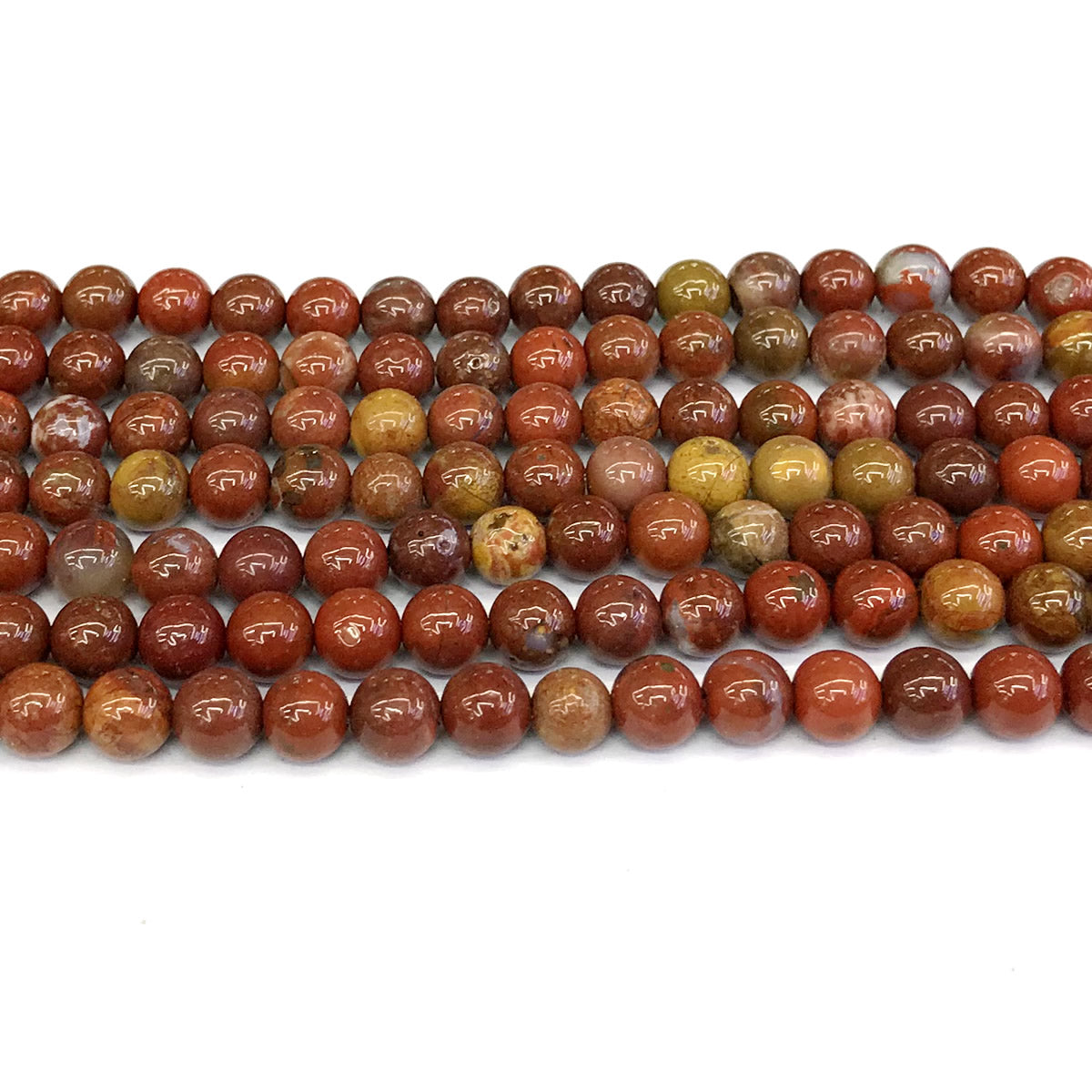 CAG259 Red Moss Agate Beads Smooth Round 6mm 15" Strand