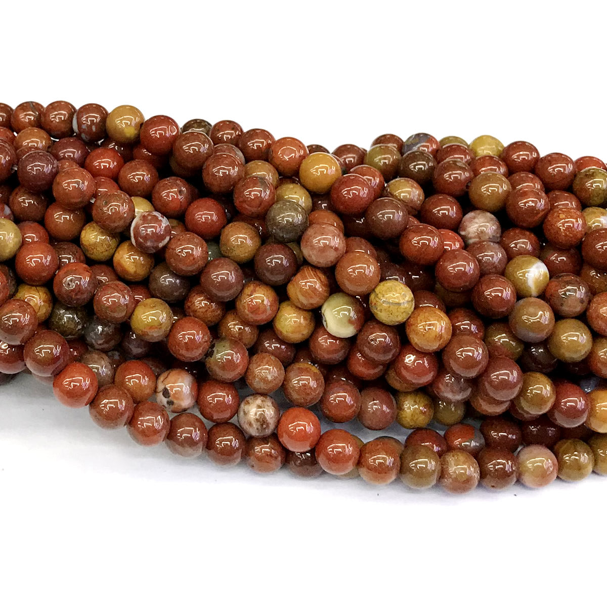 CAG259 Red Moss Agate Beads Smooth Round 6mm 15" Strand