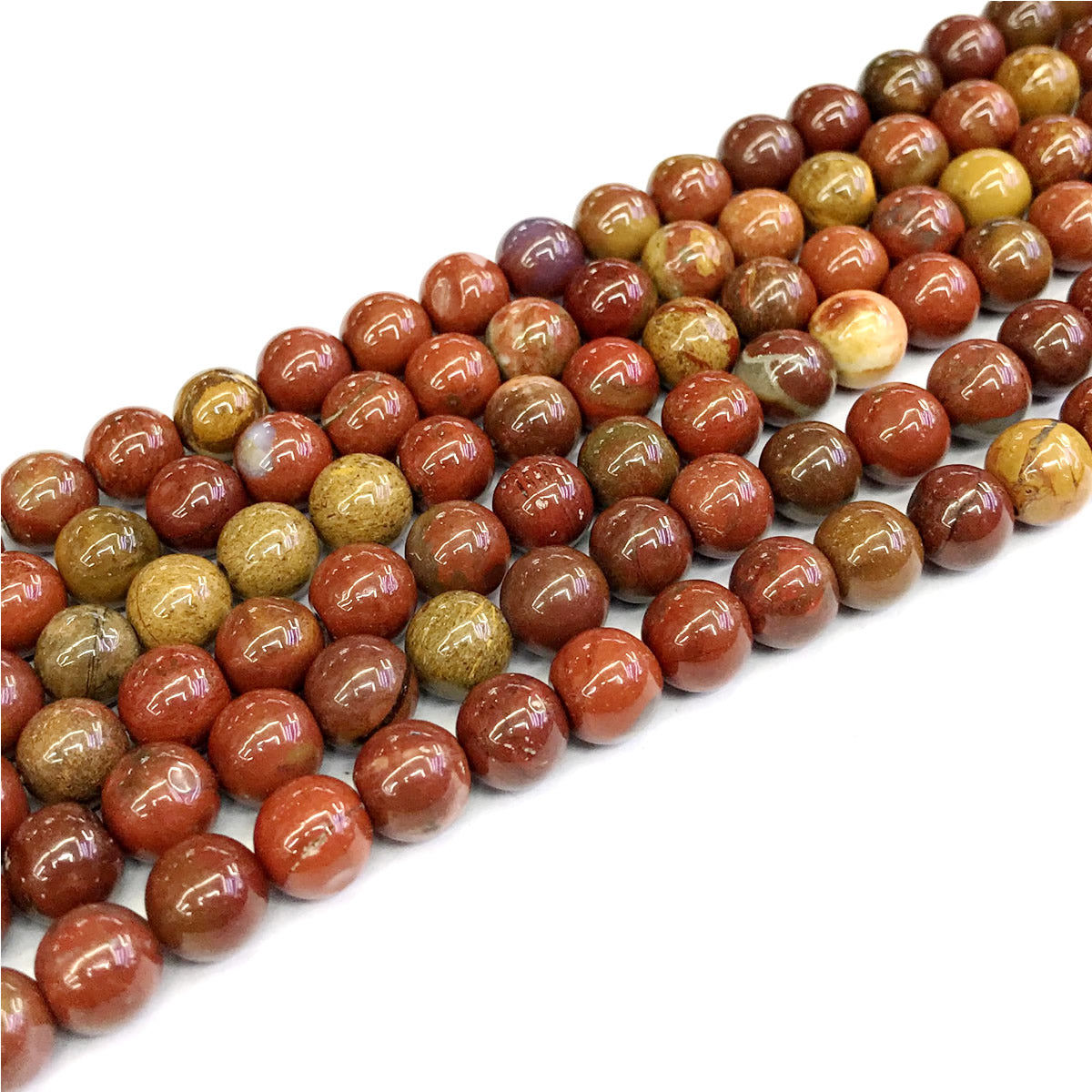 CAG260 Red Moss Agate Beads Smooth Round 8mm 15" Strand