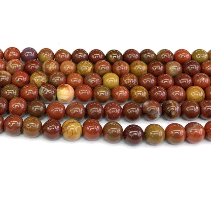 CAG260 Red Moss Agate Beads Smooth Round 8mm 15" Strand