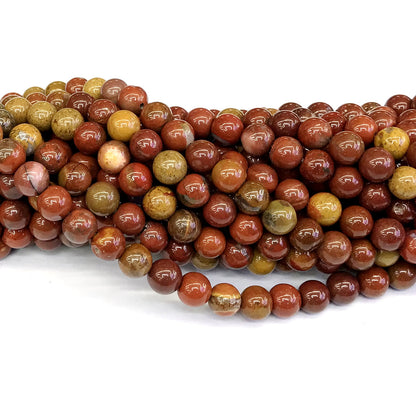 CAG260 Red Moss Agate Beads Smooth Round 8mm 15" Strand