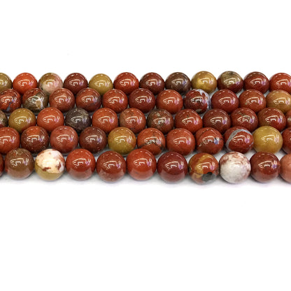 CAG261 Red Moss Agate Beads Smooth Round 10mm 15" Strand