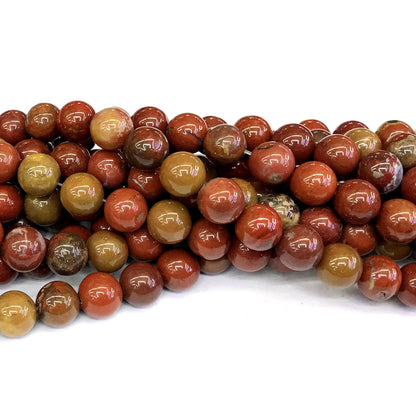 CAG261 Red Moss Agate Beads Smooth Round 10mm 15" Strand