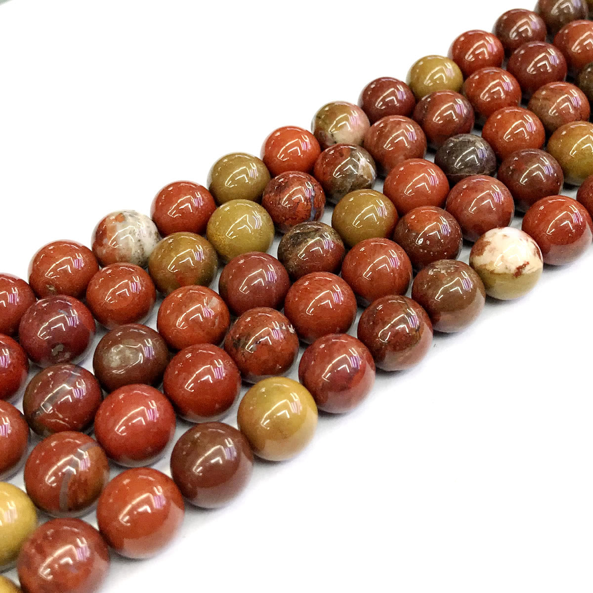 CAG262 Red Moss Agate Beads Smooth Round 12mm 15" Strand