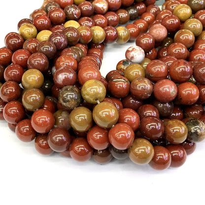 CAG262 Red Moss Agate Beads Smooth Round 12mm 15" Strand