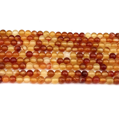 CAG266 Red Agate Beads Smooth Round 4mm 15" Strand