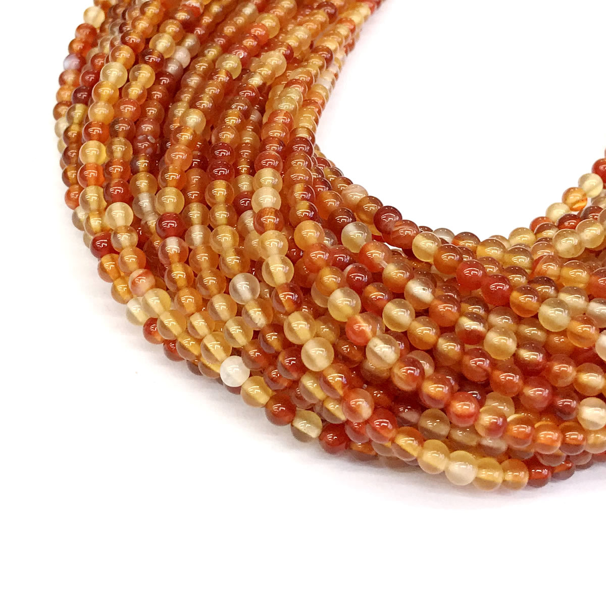 CAG266 Red Agate Beads Smooth Round 4mm 15" Strand