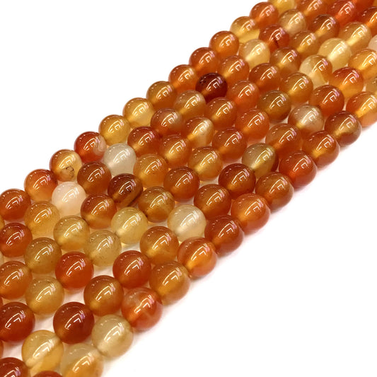 CAG267 Red Agate Beads Smooth Round 6mm 15" Strand