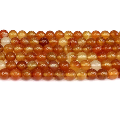 CAG267 Red Agate Beads Smooth Round 6mm 15" Strand