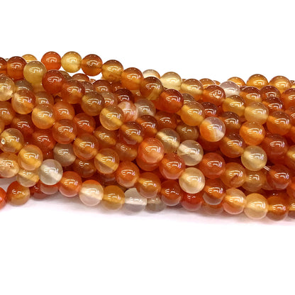 CAG267 Red Agate Beads Smooth Round 6mm 15" Strand