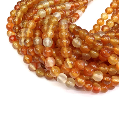 CAG267 Red Agate Beads Smooth Round 6mm 15" Strand